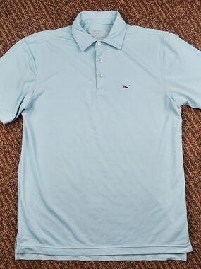 Vineyard Vines OTG Sankaty Performance Polo Shirt Mens Small Blue Stretch Golf